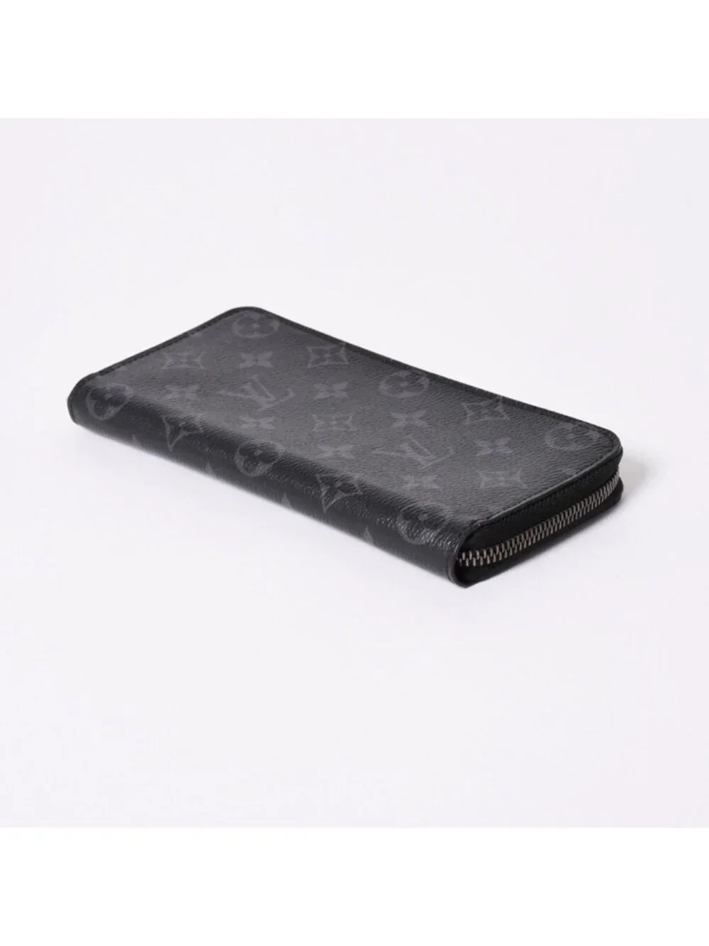 Louis Vuitton Zippy Wallet Vertical Monogram Eclipse Canvas Black Silver